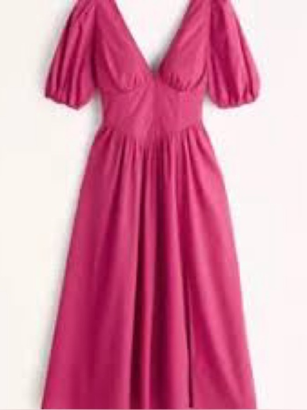 Abercrombie & Fitch Size XS Magenta Puff Sleeve Corset Midi Dress NWT
